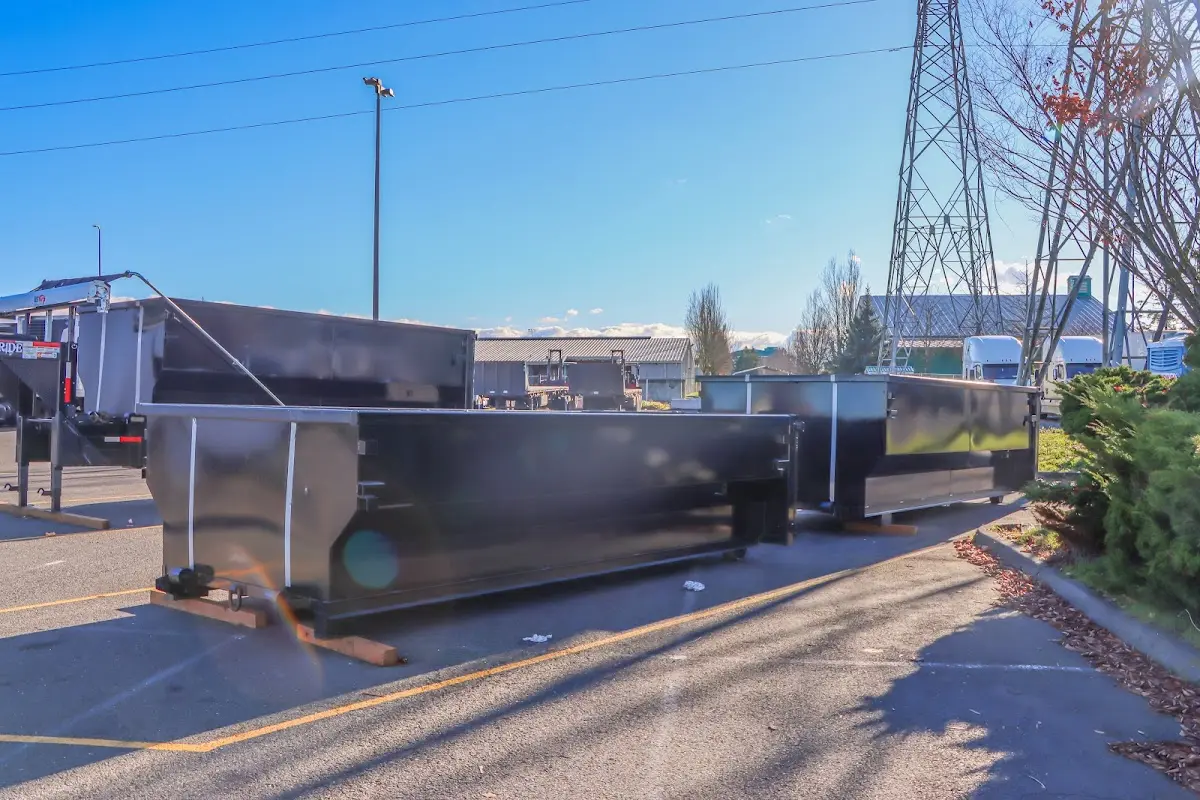 Roll-off dumpster ready for waste disposal at job site for Construction Dumpster Rental in Lexington Park